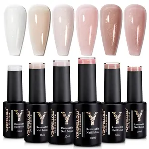YOKEFELLOW Glitter Jelly Nail Gel Poilsh Set 11Toxin-Free Low Odor Nail Gel Polish 6Pcs Full but Natural Easy to Apply Gel Nail Polish Set Gel Polish Kit for Beginners DIY at Home Salon UV/LED Lamp Cured As Gifts for Girls