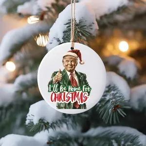 Trump Patriotic Christmas Ornaments UV Printed Porcelain Inch Tree Ornaments Box Gift