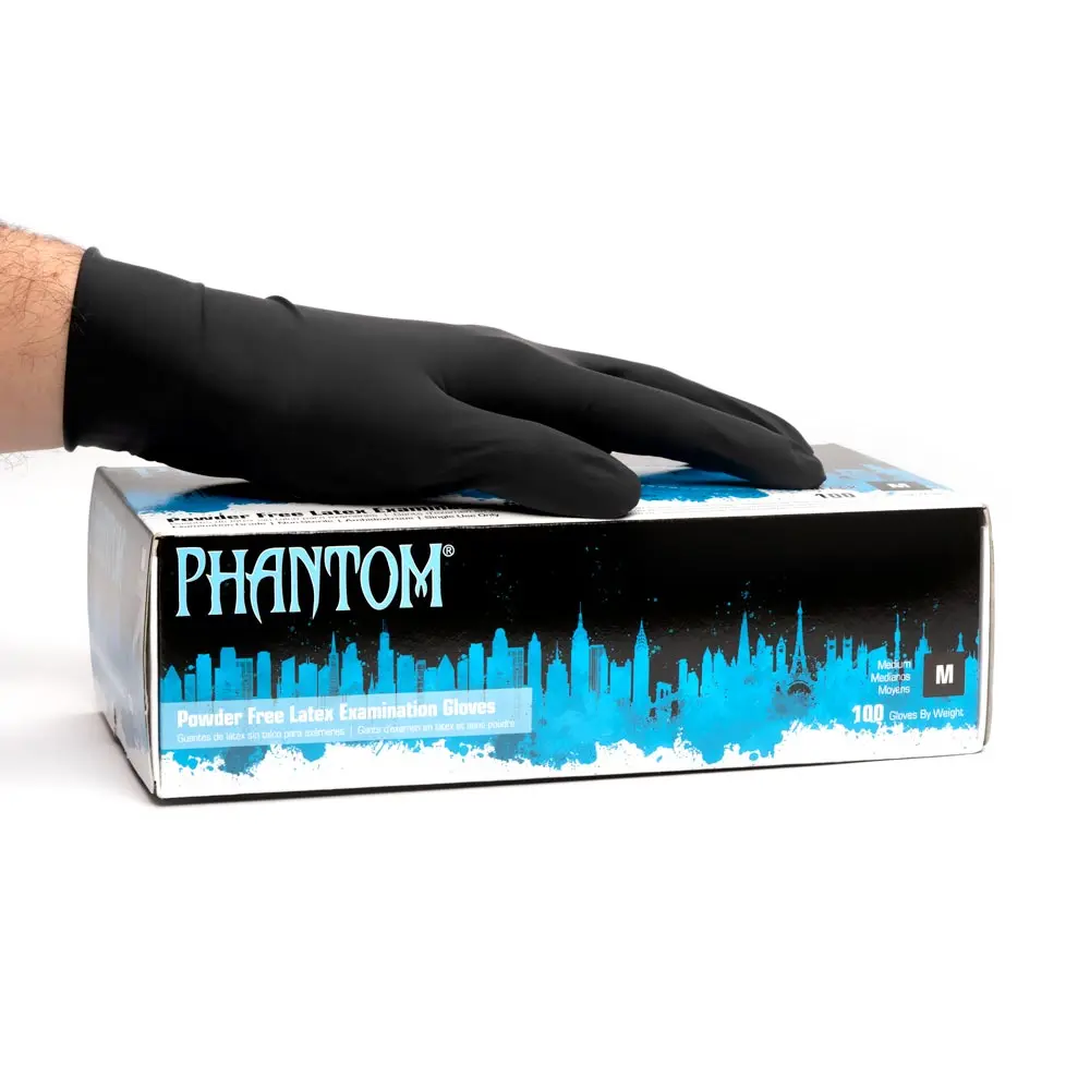 Black Phantom Medical Latex Gloves — Box of 100 Black Phantom Medical Latex Gloves — Box of 100