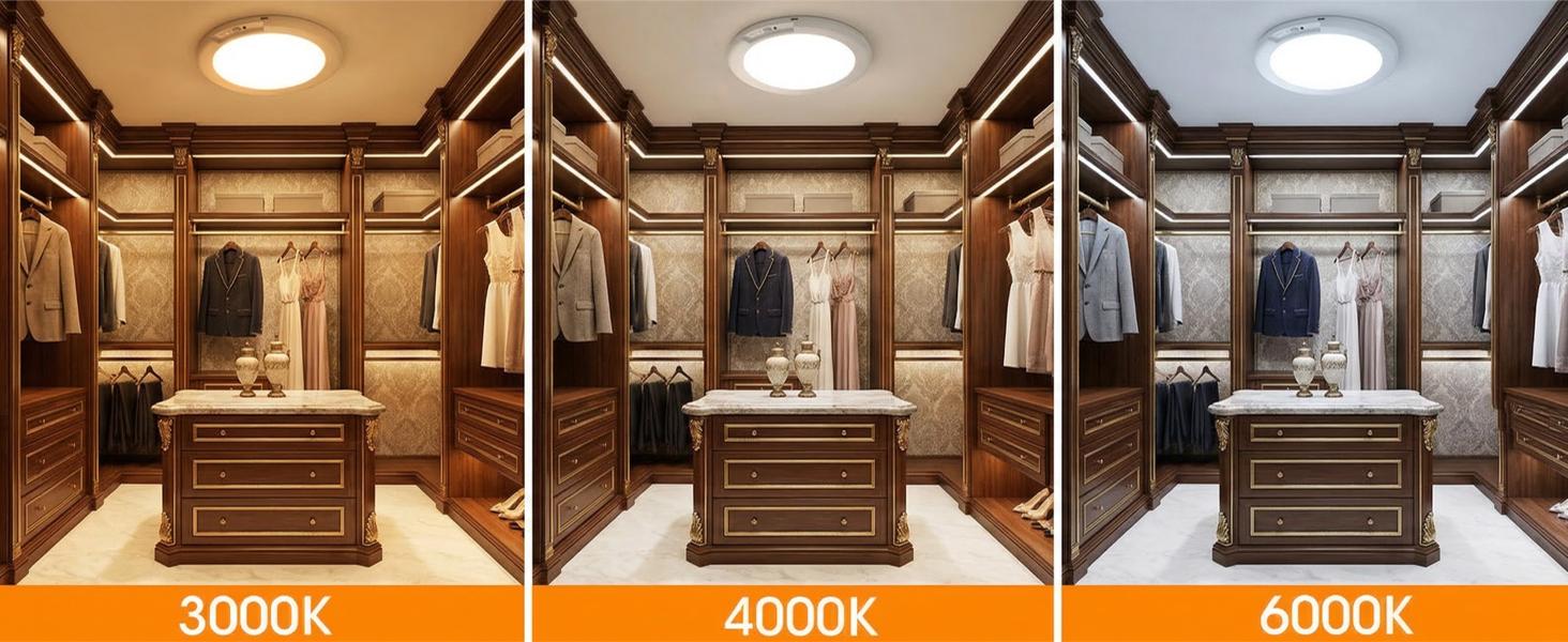 Rechargeable Motion Sensor Ceiling Light with Remote , 3 Color Motion Sensor Lights , Wireless Closet Light Battery Operated, Magnetic Dimmable LED Lights for Shower Pantry Shed Hallway Porch Garage Stairs