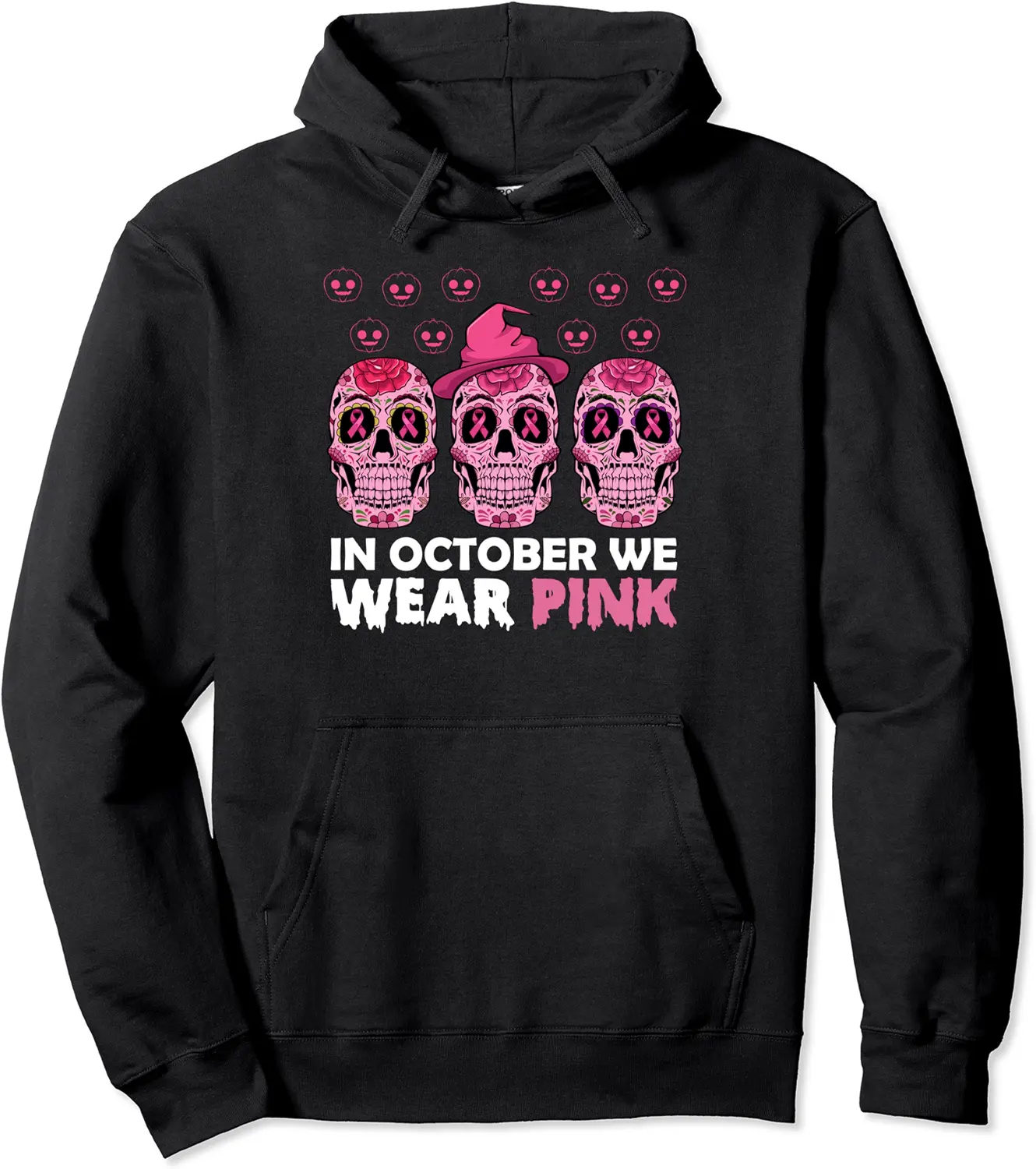 In October We Wear Pink Breast Cancer Awareness Sugar Skull Pullover Hoodie - Emilyschwe Shop 54B0B68J5FWX