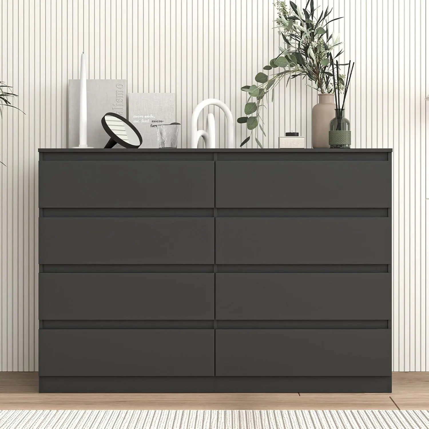 Black-8 Drawers(15.7"D x 47.2"W x 32.7"H)