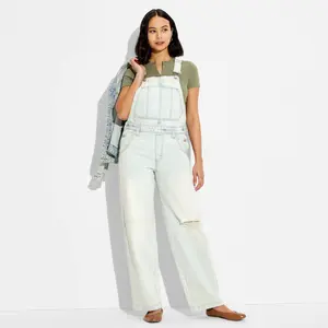 Women's Baggy Overalls Mid-Rise Straight Leg Jeans - Wild Fable