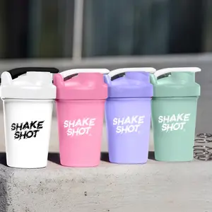 Shake Shot Solid 4 oz Mini Pre-workout & Supplement Bottle with Clip & Shaker Ball Dishwasher Safe BPA Free Phthalate Free