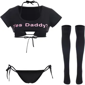 Women Cute Kawaii Striped Bikini Lingerie set Micro Tiny Bra G-string Panty/Garter Belt 2Pcs / 3Pcs Underwear