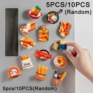 Creative Food-Shaped Refrigerator Magnets, Realistic 3D Resin Kitchen Decor, Multiple Designs (pizza, Sushi, Donut), Safe Oval Plastic, Higher End Fridge Magnets, Refrigerator Magnets Set