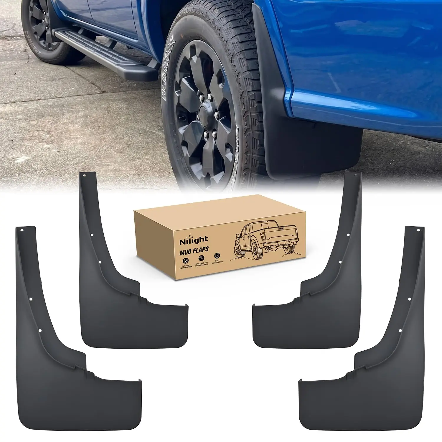 Nilight Mud Flaps Splash Guards for Ford Ranger 2019 2020 2021 2022 2023 | No Drilling Precision Fit, Heavy Duty All Weather Protection, Front & Rear Set