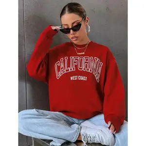 Korean Fashion Women's Sweatshirt California West Coast Printed Women's Hoodie Long Sleeve O-Neck Pullover Sporty ClothingRAIMENTRY