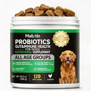 Mailtin Dog Probiotics Chews | 120 Soft Chicken Flavor Treats, Gut Health & Immune Support Supplement for Loose Stool, Sensitive Stomach - All Ages Dogs outdoorfun