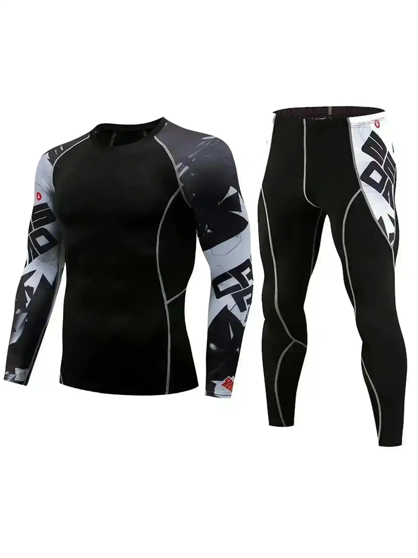 2026 Men's Letter Print Tracksuit Set, Sport Raglan Sleeve Tee & Elastic Waist Leggings, Summer Outfits 2026, Tracksuits Sportswear for Running Training Basketball