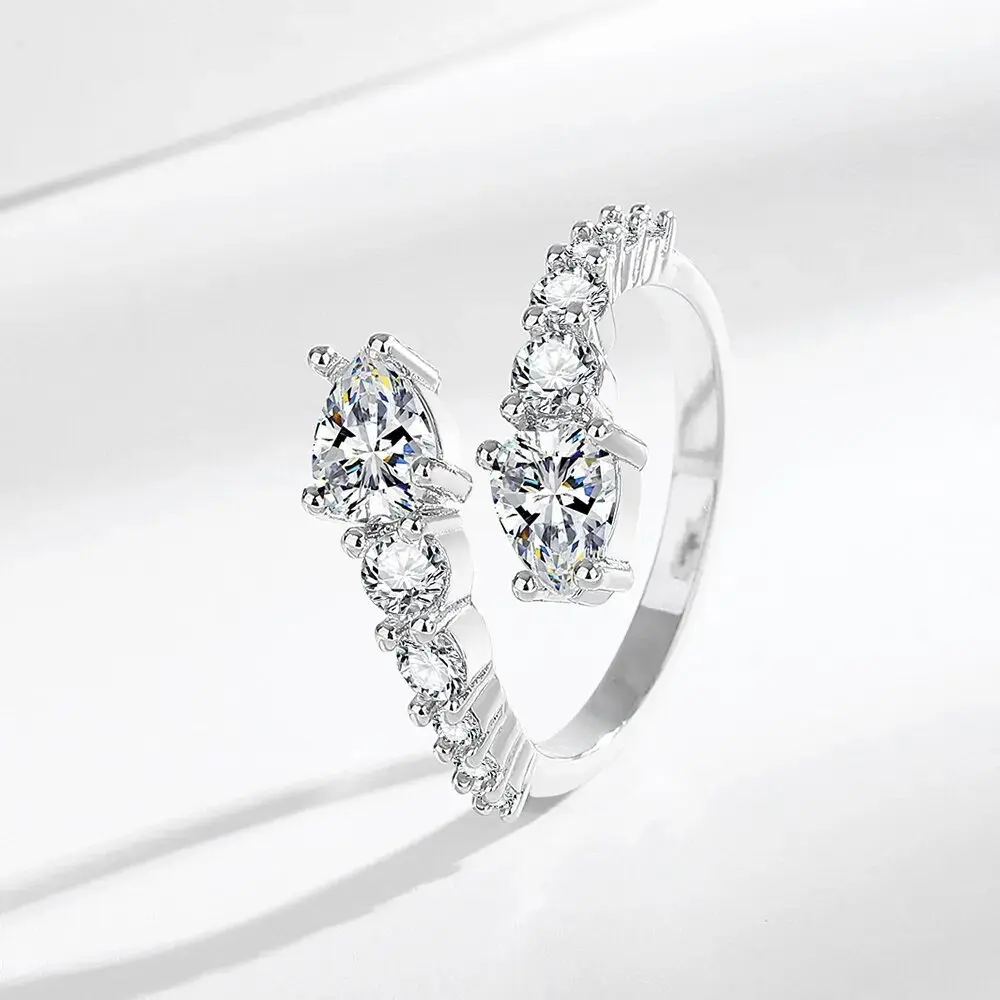 925 Sterling Silver Women's Ring with Gorgeous Shiny Round Stones, Zircon Accents - High-Quality Fine Jewelry for Engagement
