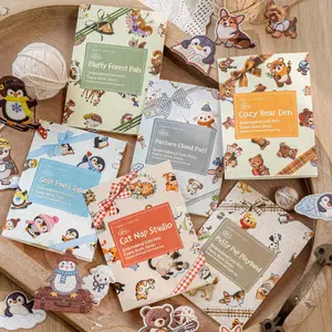 40 Sheets/bag Sticker Pack, 2D Paper Material, Cute Pet Book Series Decorative Stickers, Hand Account Stationery Bottle Multi-Scene Decoration, Versatile Usage, Generous Quantity