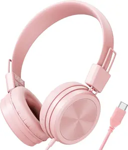 USB Type C  Headphones for School, 94dB Volume Limited,  Headphones with USB C Cord,  Stereo Sound, Foldable Lightweight On-Ear USB-C Wired Headphones for Boys/Girls, Light