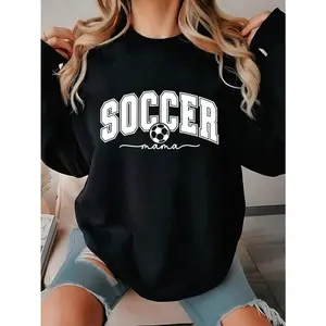 Soccer Mom Sweatshirt, Soccer Mama Shirt, Soccer Pullover Top For Fall Winter, Womens Loose Fit Crewneck Long Sleeve Pullover Topfall Clothes For Women