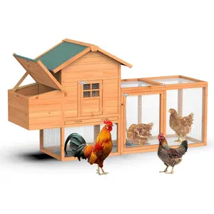 80" Chicken Coop Outdoor Rabbit Hutch Weatherproof with Runway, ramp, Pull-Out Tray, Garden Backyard Chicken Run Nesting Boxes for Chickens