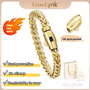 LuxeLynks 14K Gold-Plated 6MM Oval Square Link  Bracelet  | Waterproof, Hypoallergenic | Christmas Gift | The best gift for your loved one  |  Cuban necklace Miami style