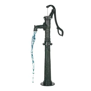 VEVOR Well Hand Pitcher Pump, 20 ft Max Lift, Antique Cast Iron Manual Hand Water Pump with Heightening Base, NPT 1-1/4 in Connection, Easy Installation, for Outdoor Garden, Pond, Yard, Farm, Green