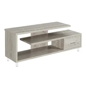 White Honeycomb Particle Board TV Stand with Shelves for up to 65-Inch TVs