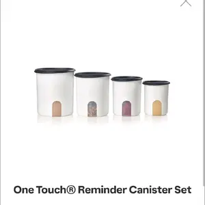 Tupperware One Touch Reminder Canister Set of 4 Eco-Friendly Organiser with Special Viewing Window for Fresh Spices & Snacks