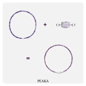 Peaka Amethyst Necklace and Amethyst Charm Pendant Set for Women, Magnetic Clasp Jewelry