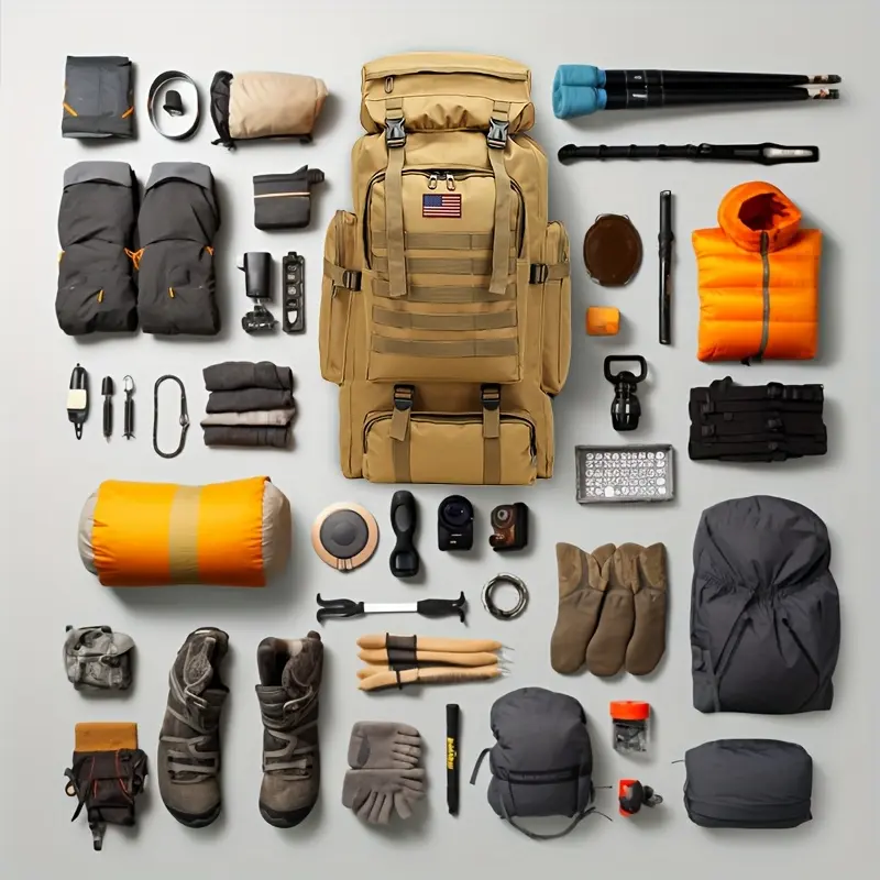 80L Large Capacity 2pcs Set Unisex Tactical Camo Molle Backpack - Multipurpose Hiking Climbing Rucksack for Outdoor Trekking, Camping & Daily Use, Durable & Waterproof, Easy to Clean, Adjustable Shoulder Strap, Rucksack for Hiking