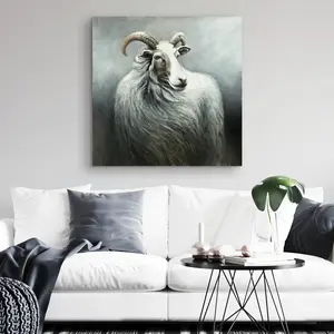 360 stand Artistic Beige Cashmere Goat Farmhouse Wall Artwork, 32x32 in Nature Photo Poster, Home Decor for Room Decoration & Gifting