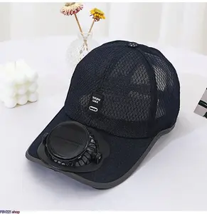 Mesh Baseball Trucker Hat - USB Rechargeable Built-in Fan, Breathable Cooling, Sun Protection, Sweat Absorbing Hat for Summer Outdoor Activities, Sweat Absorbing Hats