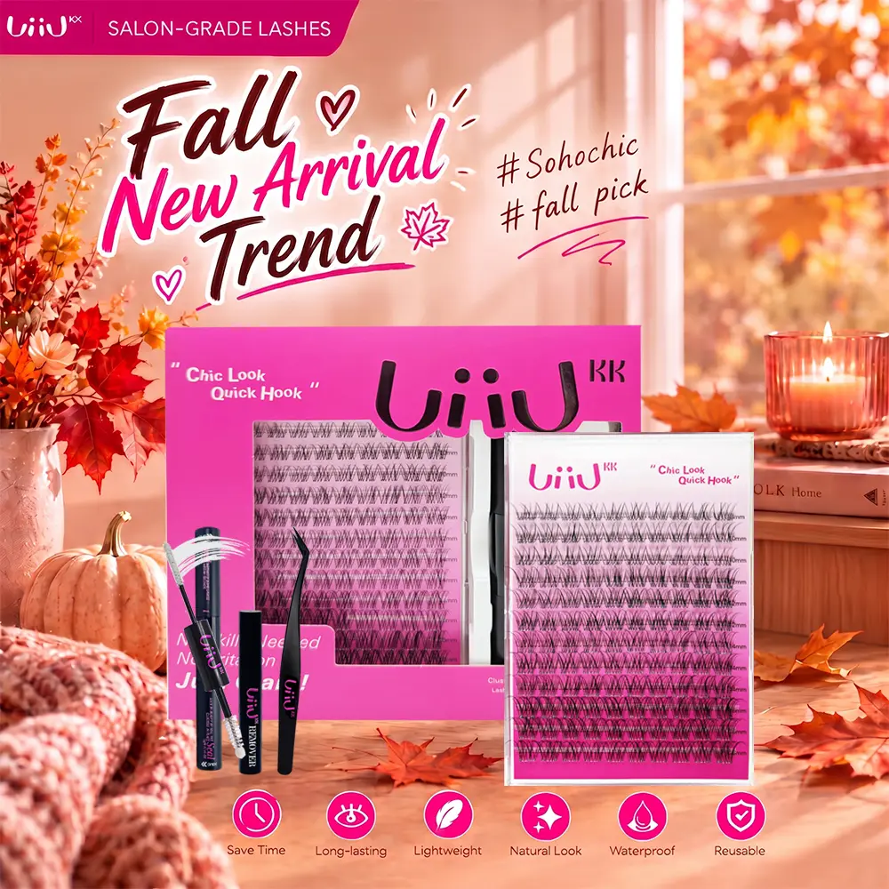 UiiUKK Venus Bundle Set False Eyelashes & Adhesives - Beginners' Volume Focused Lashes Kit with Glue, Remover, Lash Tweezers, Soft Fluffy Texture, Gentle Long-Lasting Hold, Comfortable Fit, Easy At-Home Application, Summervibe Beach Essential