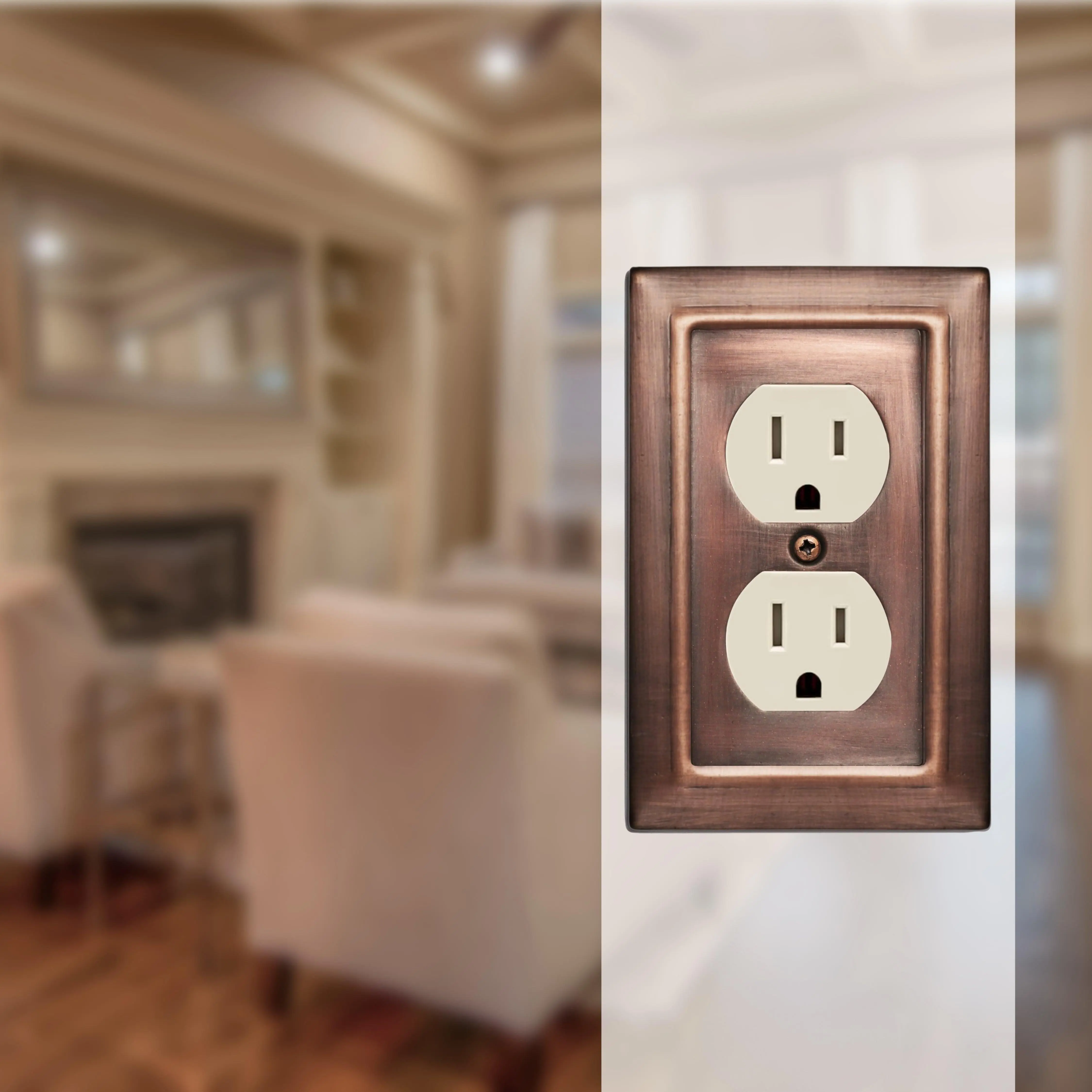 Architectural Duplex Outlet Wall Switch Plate - Antique Copper Finish