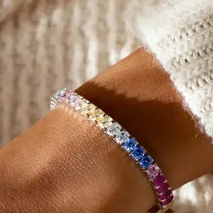Multi Colored CZ Bracelet with Vibrant Stones and Elegant Design for Everyday Wear Adjustable Bangle Cubic Zirconia