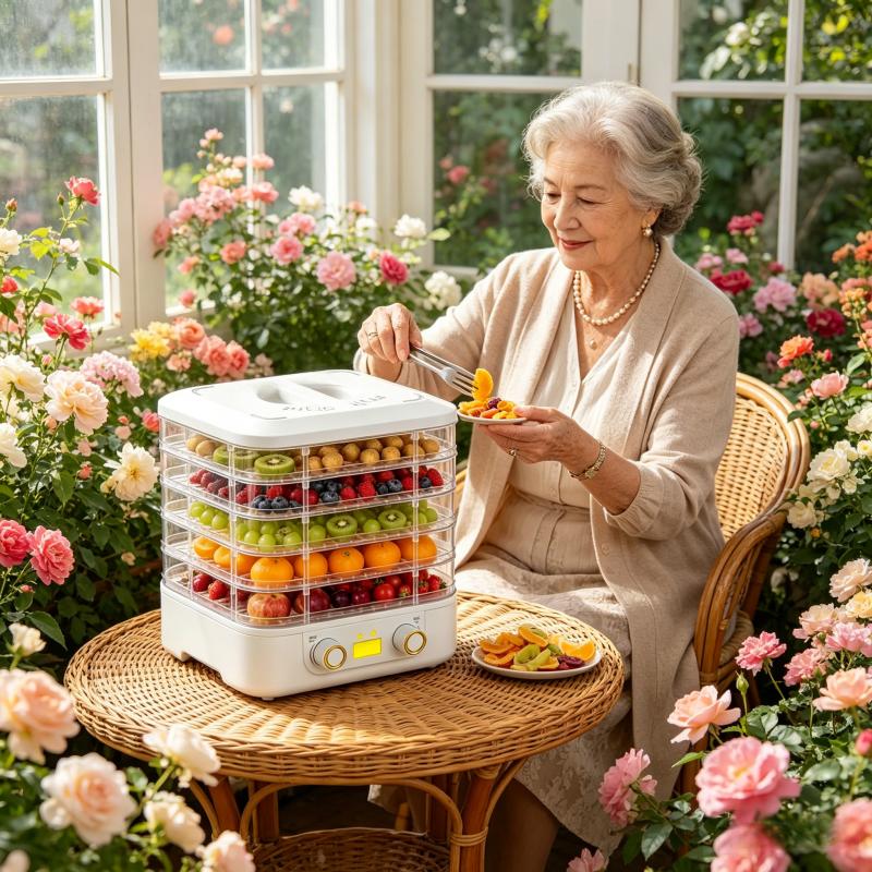 Food dehydrator, compact dehydrator for remixing food and dry, fruit, and vegetable, electric dehydrator with temperature control, 5 trays free of bisphenol A