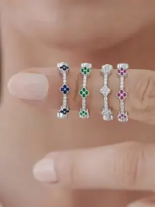 Women's 925 Sterling Silver Lab-Grown Paraiba & Zircon Ring, Elegant Engagement Wedding Jewelry Gift, Beautiful Design, Multi Cut Cluster Ring