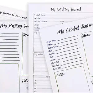 Knitting and Crochet Project Journal Refills - 25 Sheet Pack Stationery with Pre-Punched Options