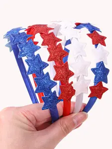 4 pieces of independent scallion powder five pointed star colored Ding cloth headband, exquisite and beautiful dress headband, suitable for holiday parties, versatile hair accessories for all seasons