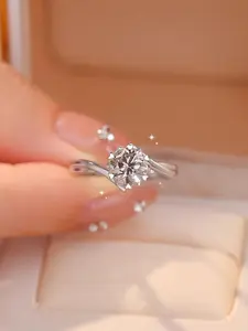 Sparkling Artificial Zircon Big Diamond Ring, High-End Jewelry Gift, Wedding Engagement Preferred,Perfect for Parties