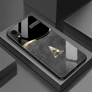 Suitable for [iPhone Xr] New high-end flashing letter glass mobile phone case New business simple metal paint electroplated glass mobile phone case Affordable anti-fall and anti-fingerprint-888