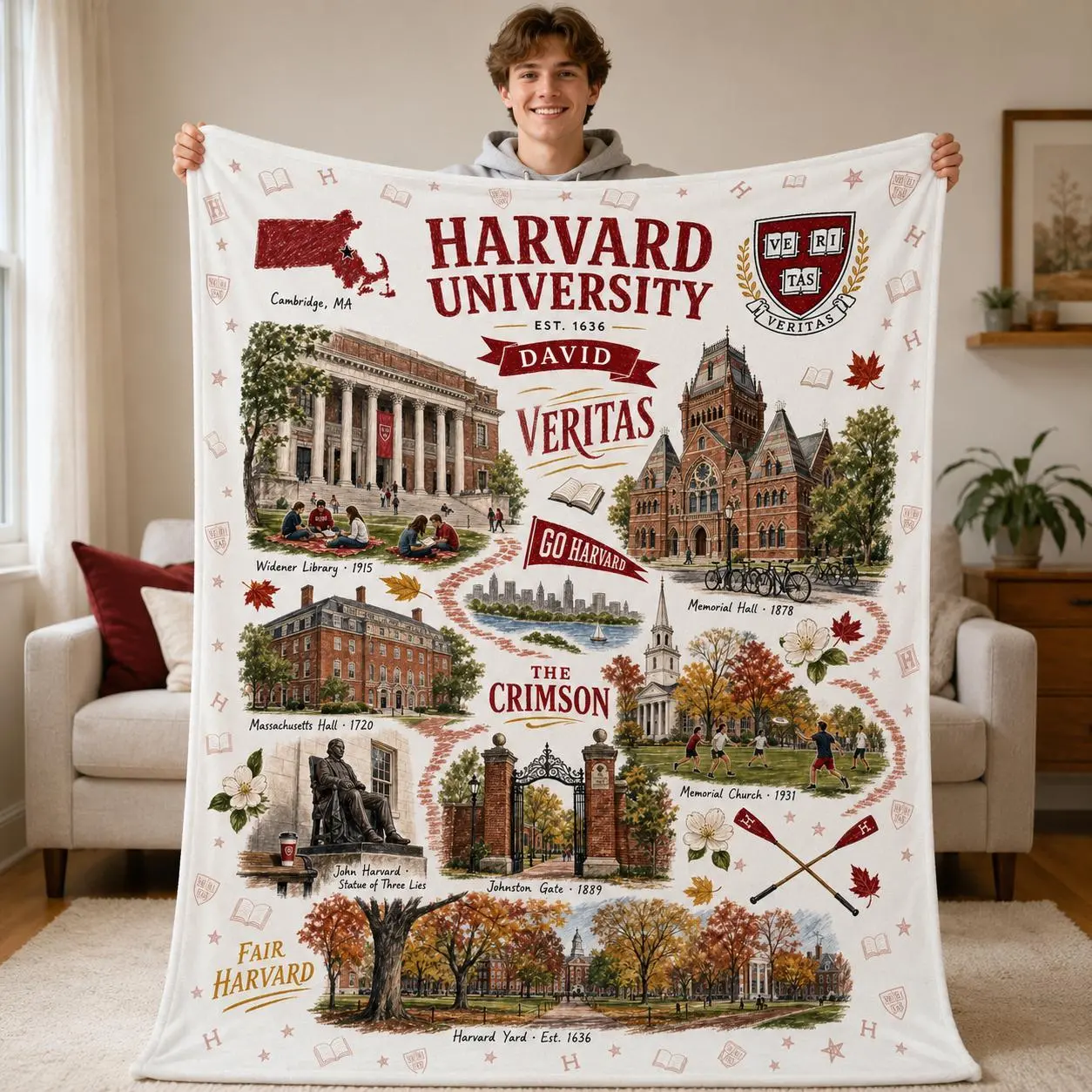 Custom College Fleece Blanket Personalized University Dorm Throw Graduation Gift For Student Senior Alumni