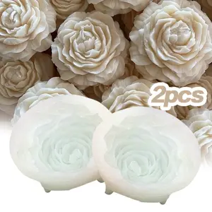 2Pieces Peony Flower Silicone Soap Molds 3D Resin Candle Molds Flower Fondant Silicone Mold for Handmade Cake Decoration Cupcake Jelly Candy Chocolate Epoxy Casting Resin Craft - Home Improvement.