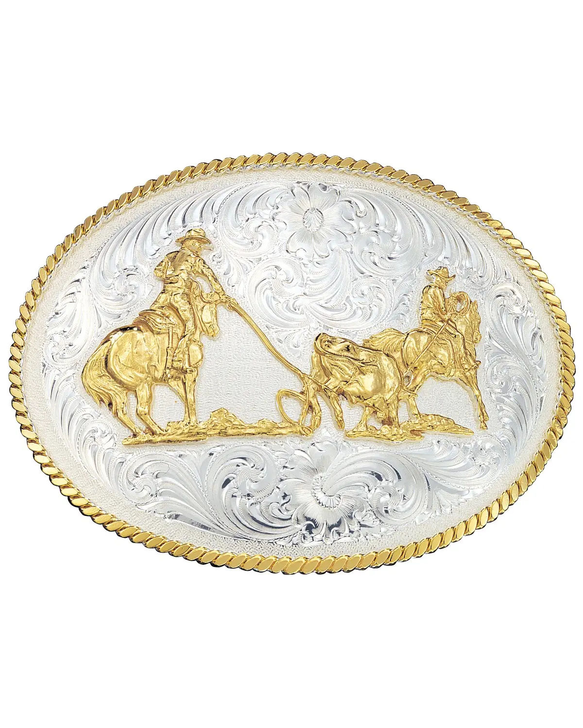 Montana Silversmiths Men's  Team Ropers Western Belt Buckle - 2130