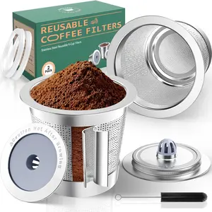 Reusable K Cups for 1.0,Stainless K Cups for Reusable Coffee Pods,Refillable K Cup with layer Stainless Coffee for Richer Coffee (2 Pack)