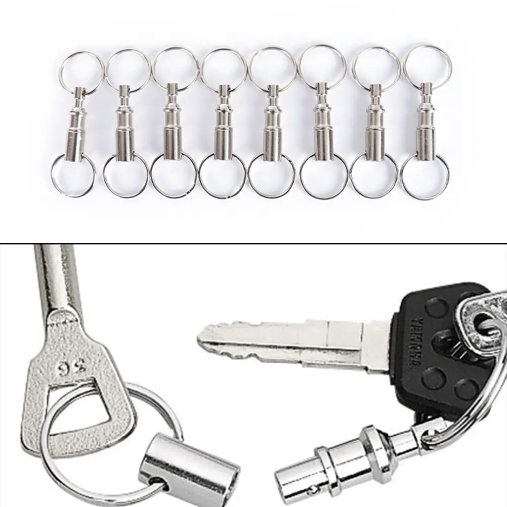 3/5pcs Steel Chrome Plated Pull-Apart Key Rings Detachable Key Ring Snap Lock Holder Removable Keyring Quick Release Keychain