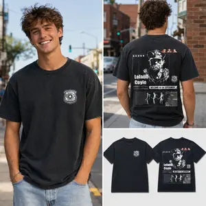 NEKO GEAR The Outlast Trials Menswear Graphic Tee, Survival Horror Game Killer Cop Washed Cotton Oversized Short Sleeve T Shirt, Black Vintage Streetwear Top