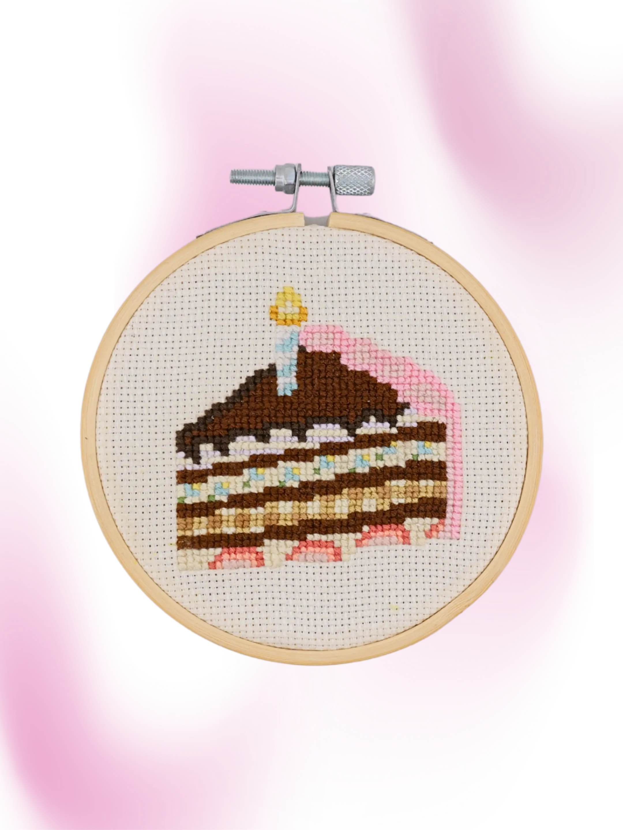 Patchwork Cake Slice Cross stitch kit,  beginner friendly pattern, DIY, great gift, USA made