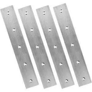 4 count 11" Straight Brace Metal Strap Bracket with Holes, Stainless Steel Flat Bar Mending Plate Bracket Heavy Duty Flat Corner Brace for , Flat Straight Braces Fixing Joining Shelf Support Corner