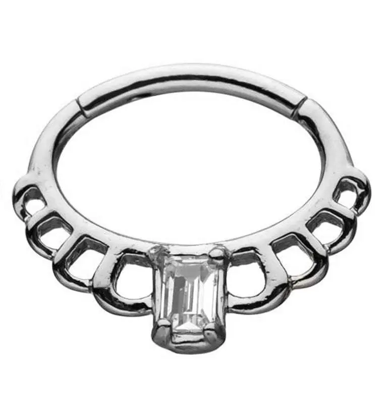 Exsect CZ Hinged Segment Ring - Women's Stainless Steel Costume Jewelry Accessory, Hinged Ring Women, Stainless Steel Rings