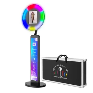 HARZHI Portable Photo Booth Compatible with Any Ipad, for Ipad Photo Booth Shell Stand Stand Software APP Control Ring Light, Music Sync, Flight Case