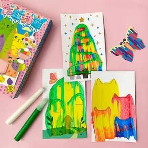 Rainbow Scratch Paper Dot Painting Paper Set, DIY Rainbow Scratch Art Painting, Squeegee Painting Kit, Gifts For Scratch Notebook Postcards for Party Favors, Boys and Girls