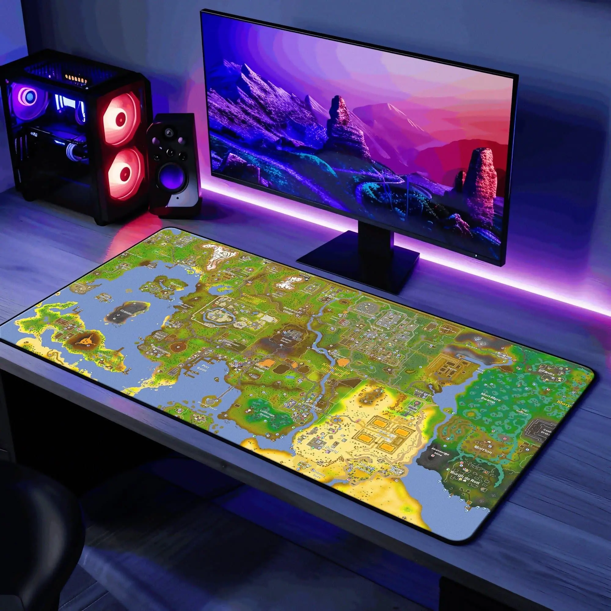 Runescape Mouse Pad XL Gaming OSRS World Map  For Home Decor And Workspace