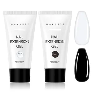[SPECIAL DEAL] Makartt Poly Nail Gel Set, 2 Colors 50ML, Sheer Black and Milky White, Strong Gel Builder for Nail Extension, Nail Strengthener 3D Diy Hard Gel French Manicures Salon Nail Art At Home,Halloween colors Polish Durable Flawless Cutics