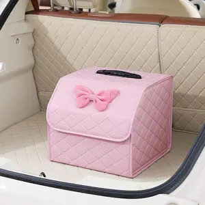 Car Trunk Storage Box, 1 Count Foldable Car Storage Box with Handle, Universal Car Interior Accessories for Women & Girls, Boujee Car Accessories